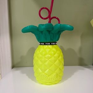 Victoria's Secret Pink-a-Colada Pineapple Drink Cup Tumbler with Straw 27 Oz
